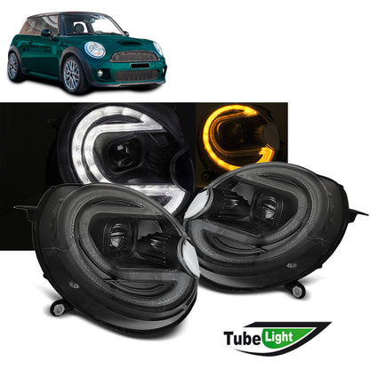 Scheinwerfer Tube Light Schwarz LED passend für BMW MINI (COOPER) 06-14