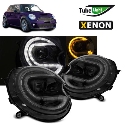 Scheinwerfer Röhrenlicht Schwarz LED HID passend für BMW MINI (COOPER) 06-14