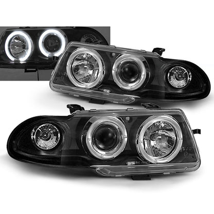 Scheinwerfer passend für Opel Astra F 09.91-08.94 Angel Eyes Schwarz