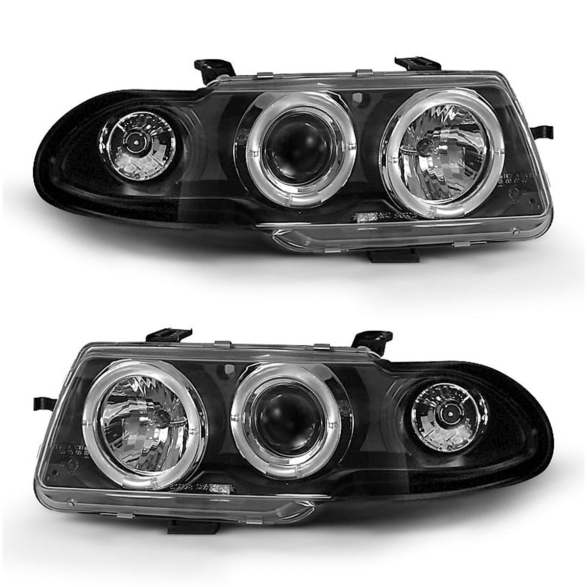 Scheinwerfer passend für Opel Astra F 09.91-08.94 Angel Eyes Schwarz