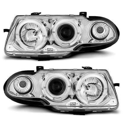 Scheinwerfer passend für Opel Astra F 09.94-08.97 Angel Eyes Chrom