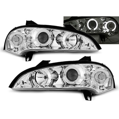 Scheinwerfer passend für Opel Tigra 09.94-12.00 Angel Eyes Chrom