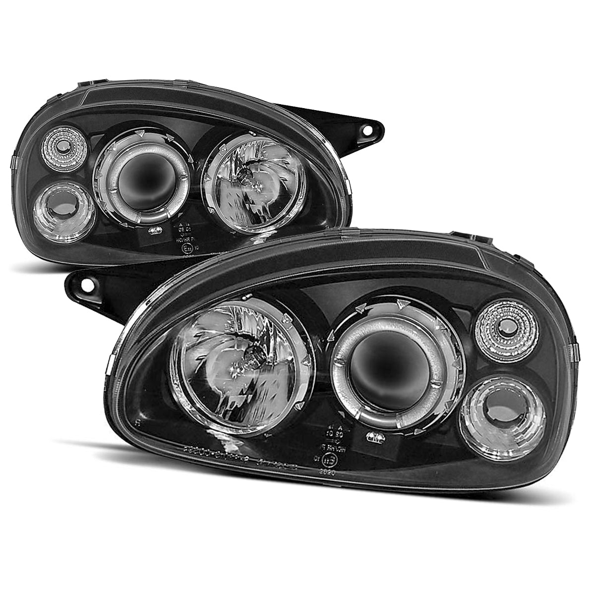 Scheinwerfer passend für Opel Corsa B 02.93-10.00 Angel Eyes Schwarz