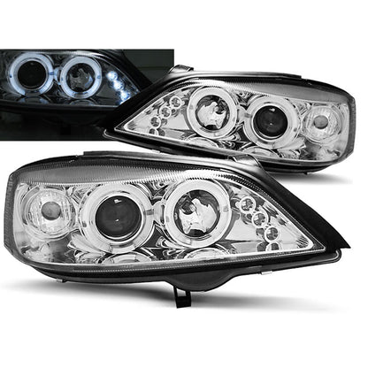 Scheinwerfer passend für Opel Astra G 02.98-02.04 Angel Eyes Chrom