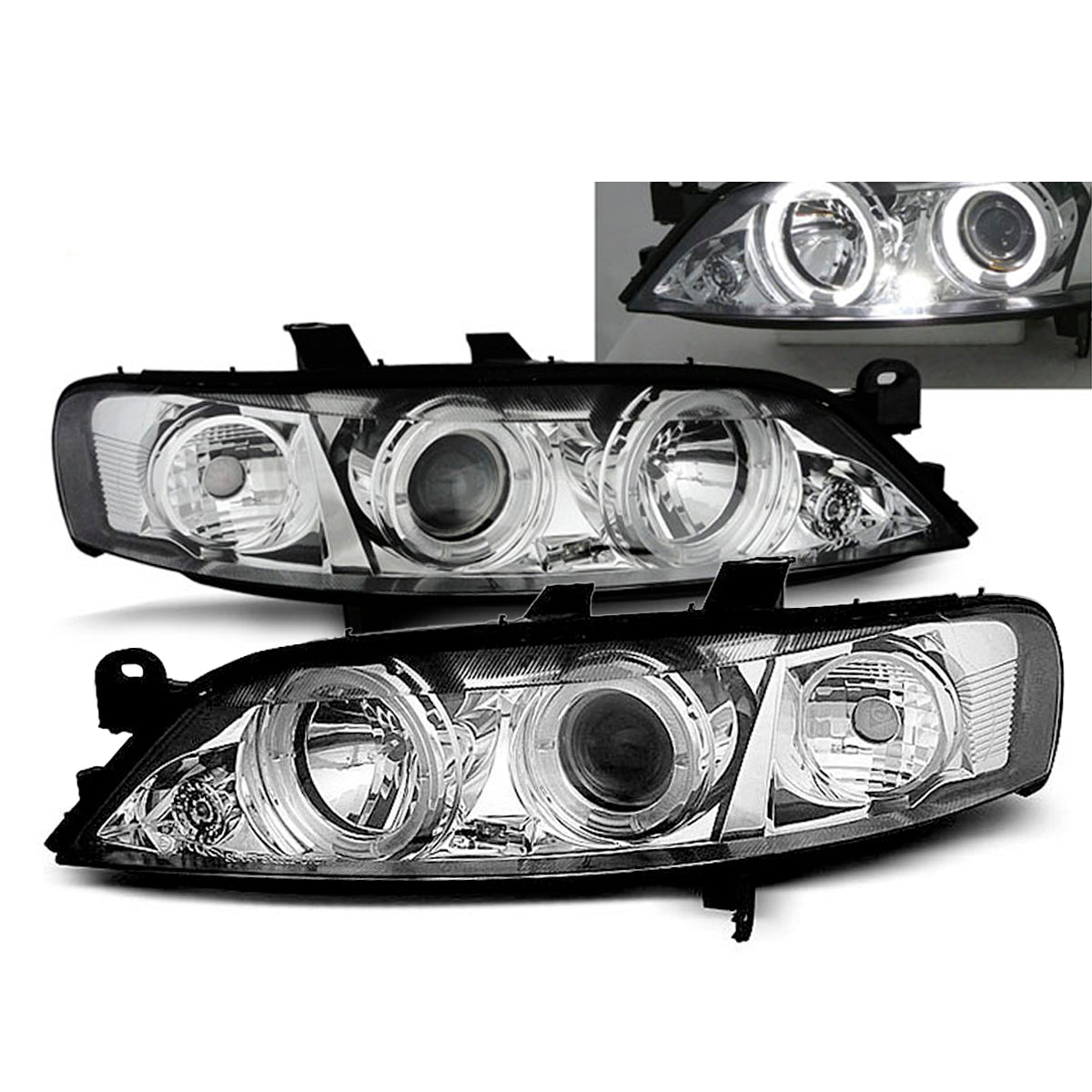 Scheinwerfer passend für Opel Vectra B 11.95-12.98 Angel Eyes Chrom
