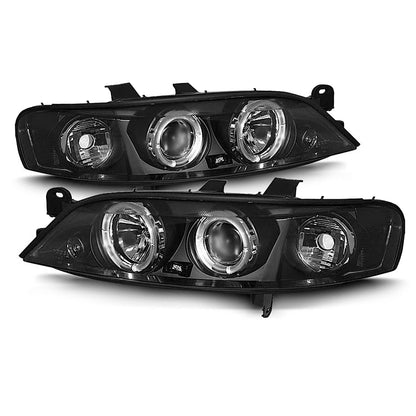 Scheinwerfer passend für Opel Vectra B 99-03.02 Angel Eyes Schwarz
