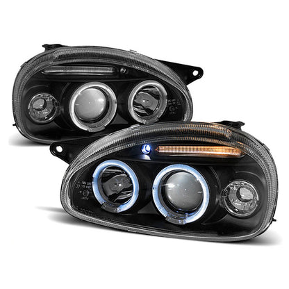Scheinwerfer passend für Opel Corsa B 02.93-10.00 Angel Eyes Schwarz