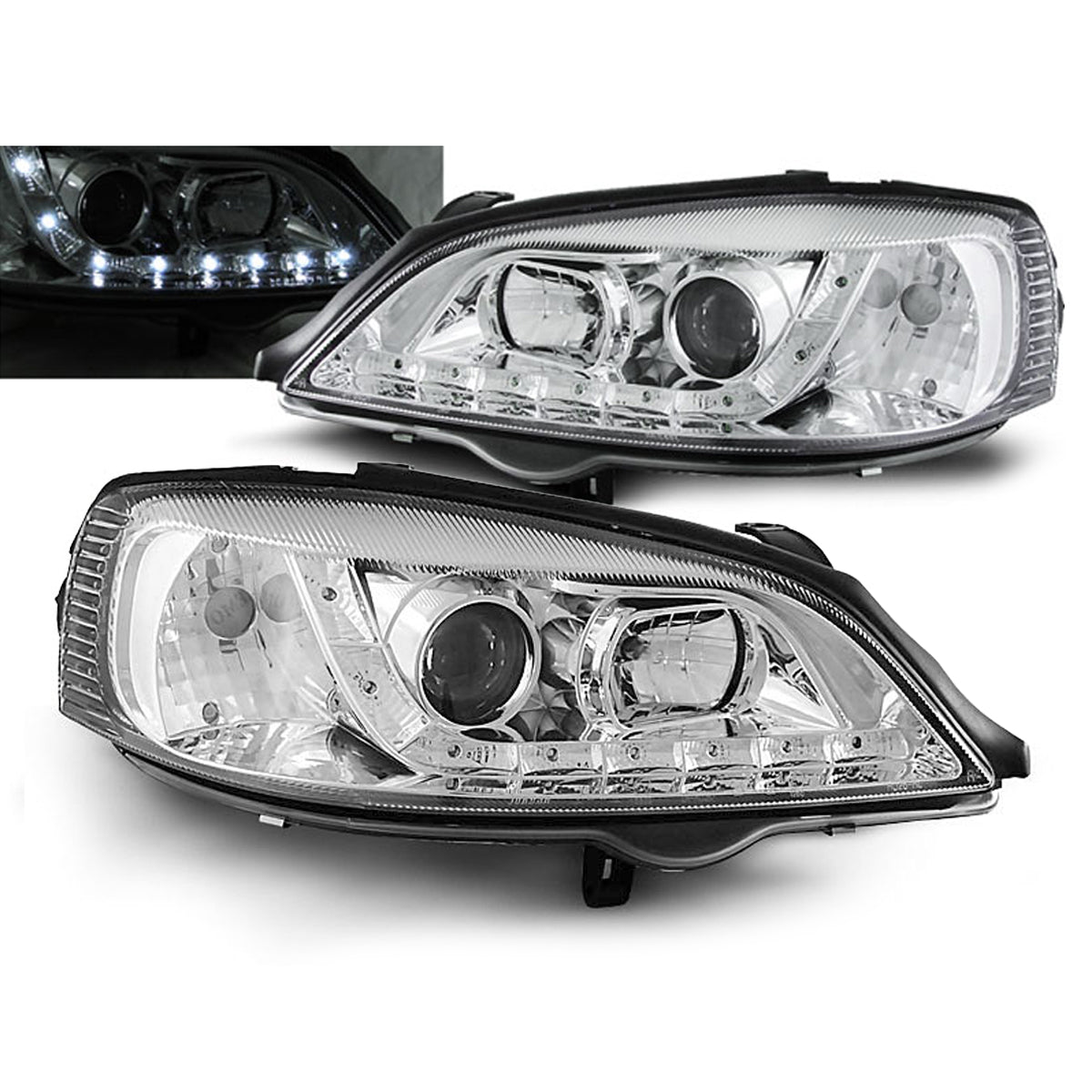 Scheinwerfer passend für Opel Astra G 09.97-02.04 Daylight Chrom