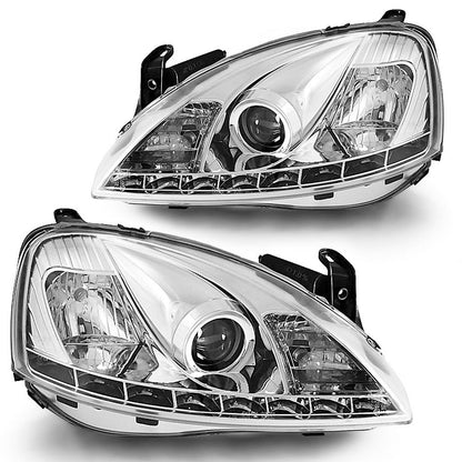 Scheinwerfer passend für Opel Corsa C 11.00-09.06 Daylight Chrom