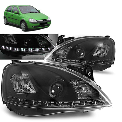 Scheinwerfer passend für Opel Corsa C 11.00-09.06 Daylight Schwarz