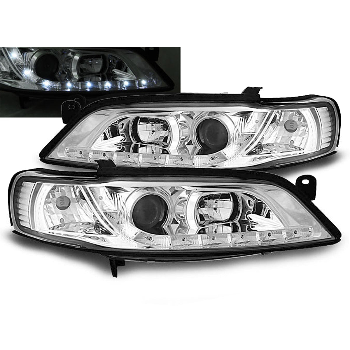 Scheinwerfer passend für Opel Vectra B 01.99-03.02 Daylight Chrom