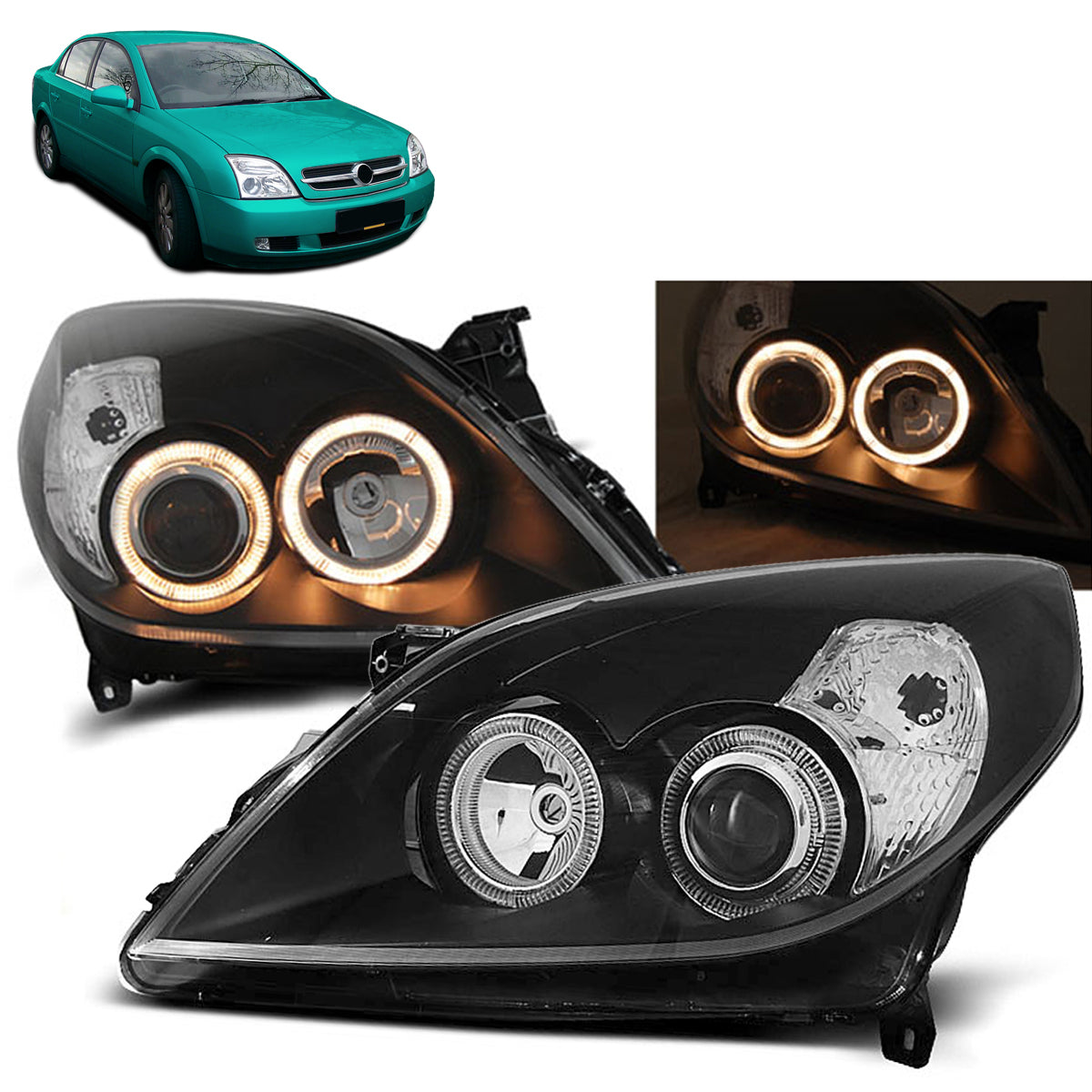 Scheinwerfer passend für Opel Vectra C 09.05-08 Angel Eyes Schwarz