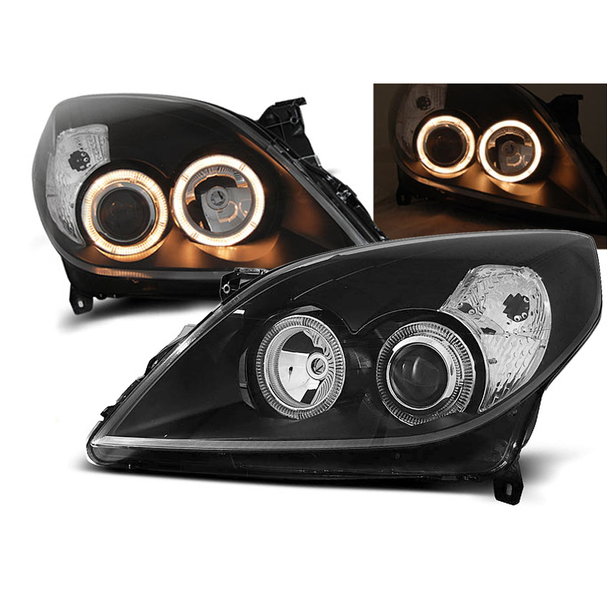 Scheinwerfer passend für Opel Vectra C 09.05-08 Angel Eyes Schwarz