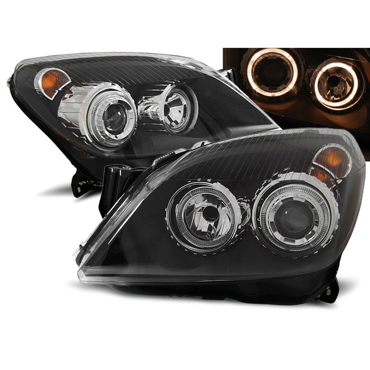 Scheinwerfer passend für Opel Astra H 03.04-09 Angel Eyes Schwarz