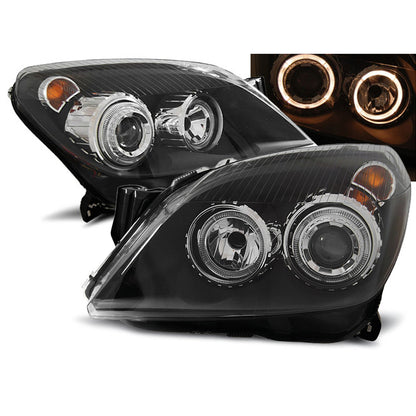 Scheinwerfer passend für Opel Astra H 03.04-09 Angel Eyes Schwarz