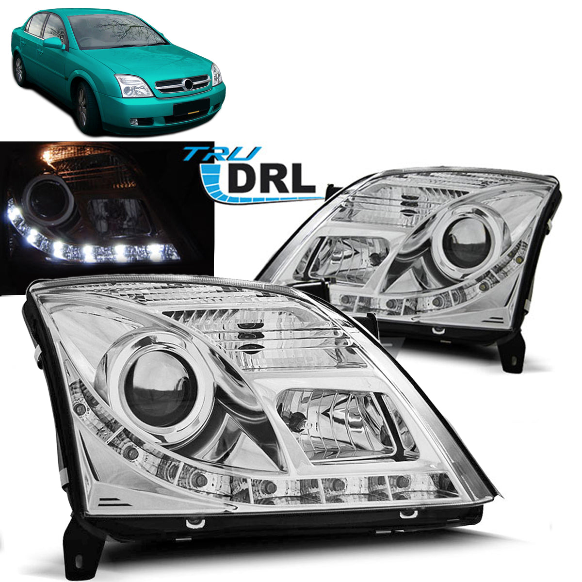 Scheinwerfer passend für Opel Vectra C 04.02-08.05 Tru DRL Chrom Xenon D2S
