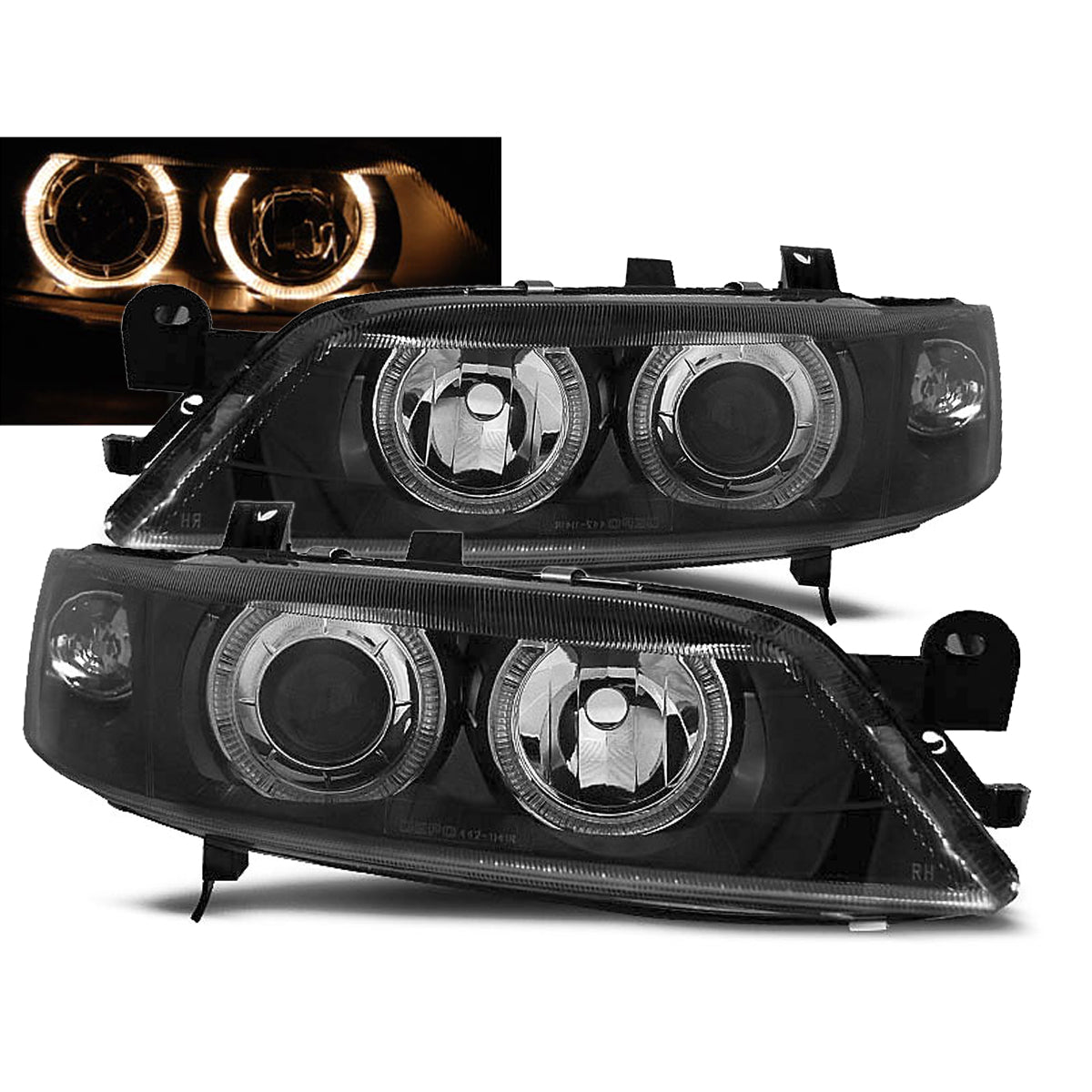 Scheinwerfer passend für Opel Vectra B 99-02 Angel Eyes Schwarz