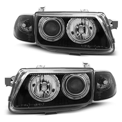 Scheinwerfer passend für Opel Astra F 09.94-08.97 Angel Eyes Schwarz