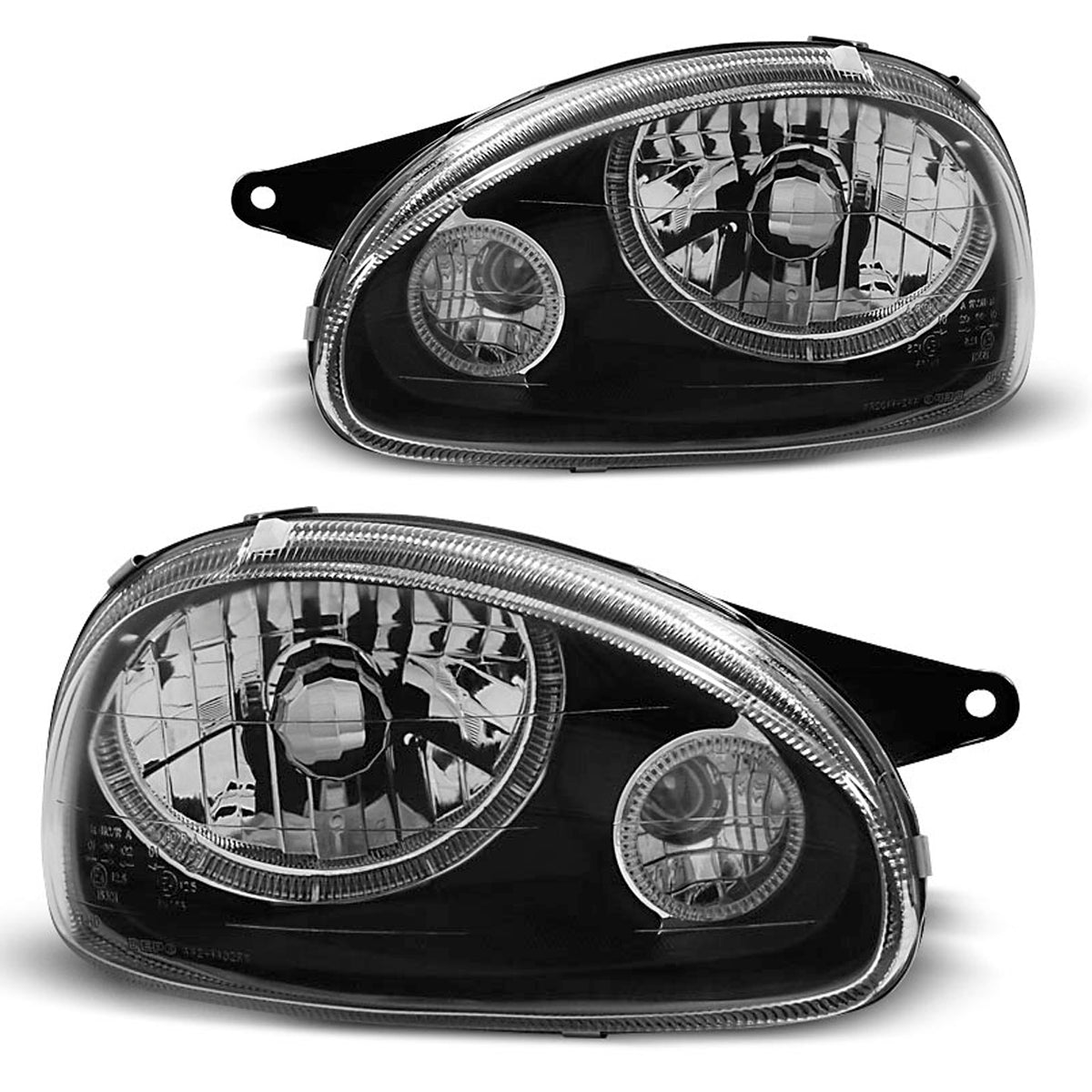 Scheinwerfer passend für Opel Corsa B 02.93-10.00 Angel Eyes Schwarz