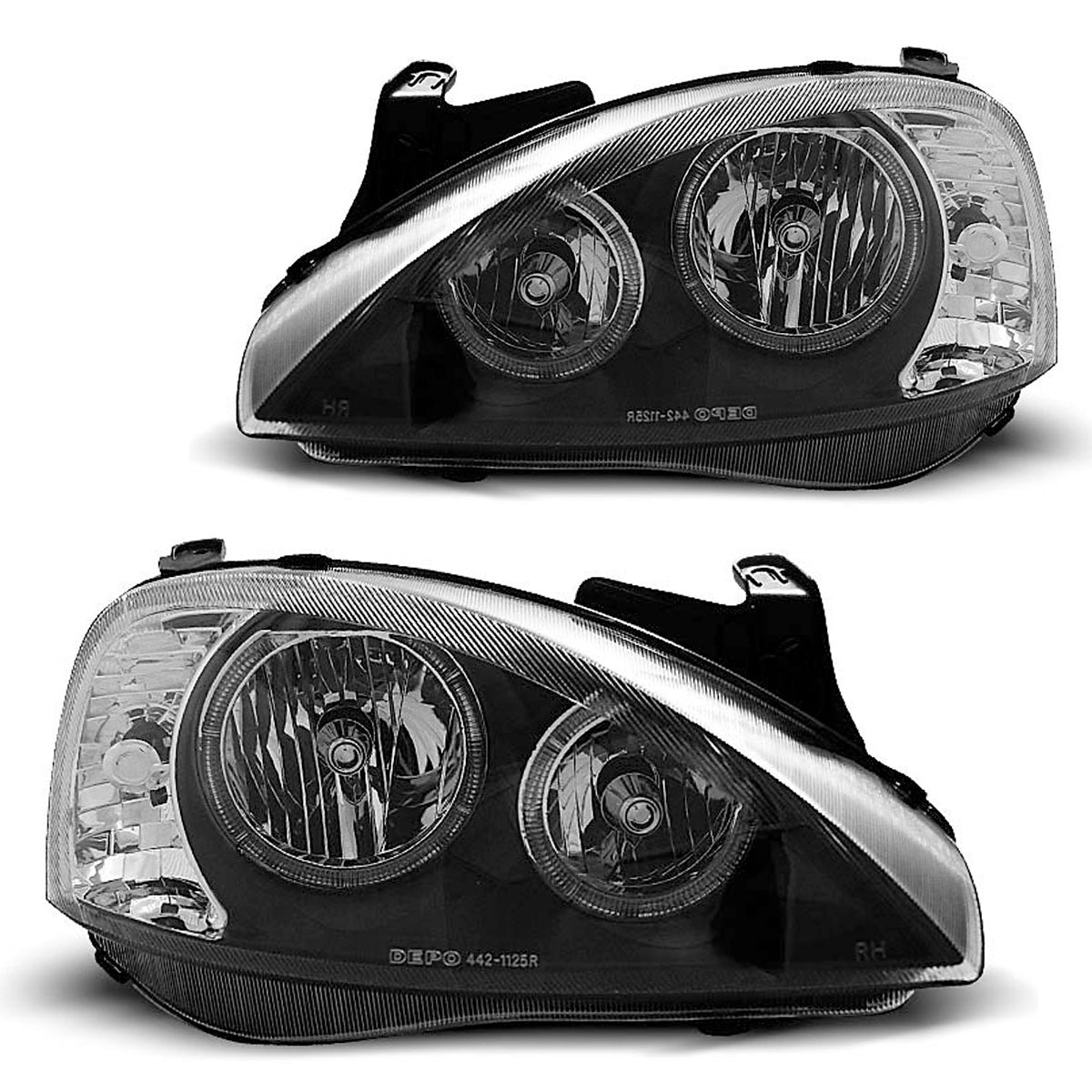 Scheinwerfer passend für Opel Corsa C 11.00-09.06 Angel Eyes Schwarz