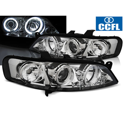 Scheinwerfer passend für Opel Vectra B 99-03.02 Angel Eyes CCFL Chrom