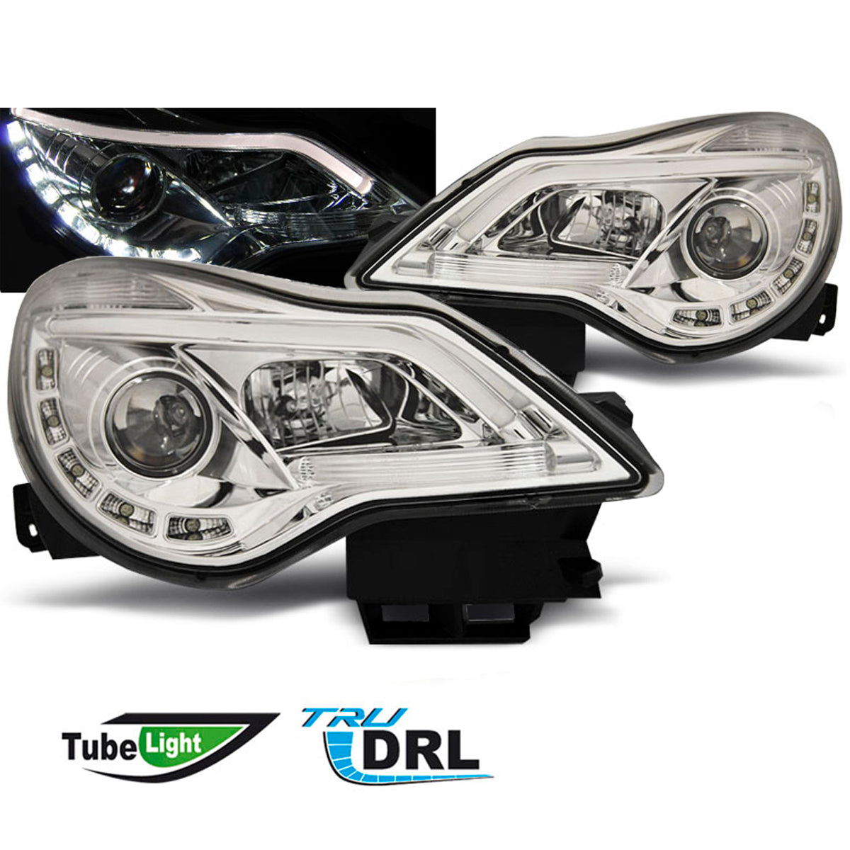 Scheinwerfer passend für Opel Corsa D 11-14 DRL Chrom