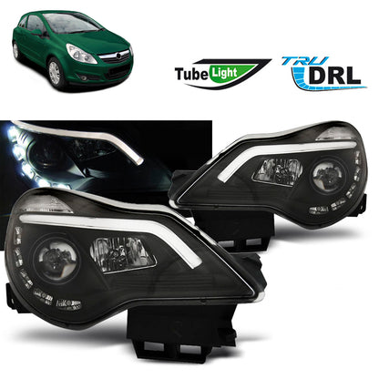 Scheinwerfer passend für Opel Corsa D 11-14 DRL Schwarz