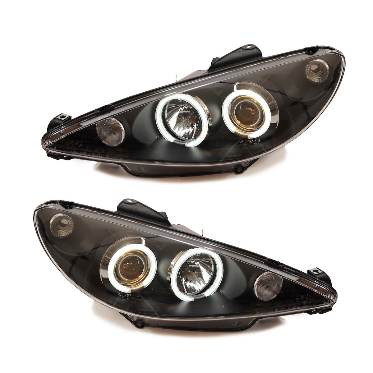 Scheinwerfer Halogen Projektor Schwarz CCFL passend für Peugeot 206 1998-2012