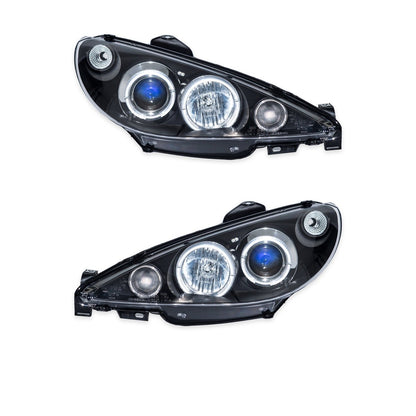 Schwarze Projektor Scheinwerfer passend für Peugeot 206 1998-2012