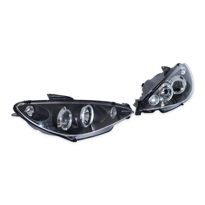 Schwarze Projektor Scheinwerfer passend für Peugeot 206 1998-2012