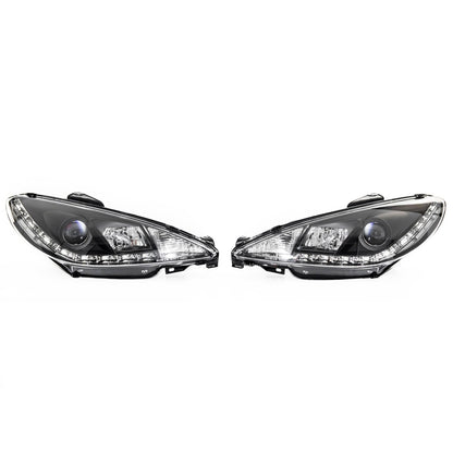 Scheinwerfer Halogen Projektor Schwarz passend für PEUGEOT 206 Schrägheck, CC und SW 1998-2012