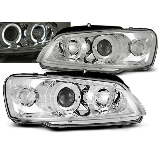 Scheinwerfer passend für Peugeot 106 08.96-03 Angel Eyes Chrom