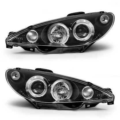 Scheinwerfer passend für Peugeot 206 10.98-02 Angel Eyes Schwarz