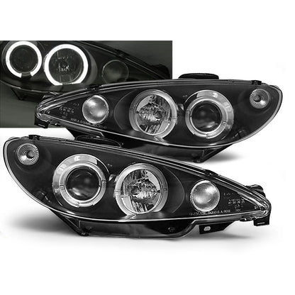 Scheinwerfer passend für Peugeot 206 02- Angel Eyes Schwarz