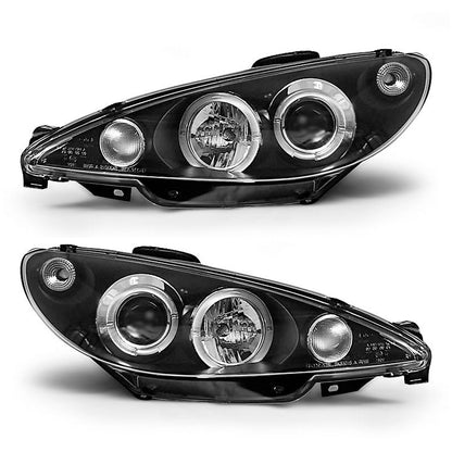 Scheinwerfer passend für Peugeot 206 02- Angel Eyes Schwarz