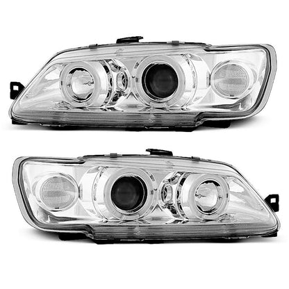 Scheinwerfer passend für Peugeot 306 02.93-04.97 Angel Eyes Chrom