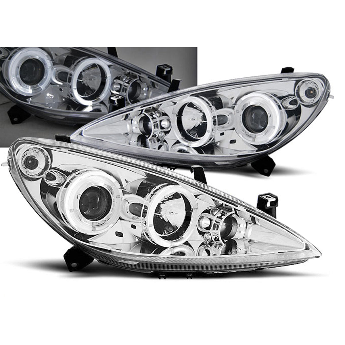 Scheinwerfer passend für Peugeot 307 04.01-06.05 Angel Eyes Chrom