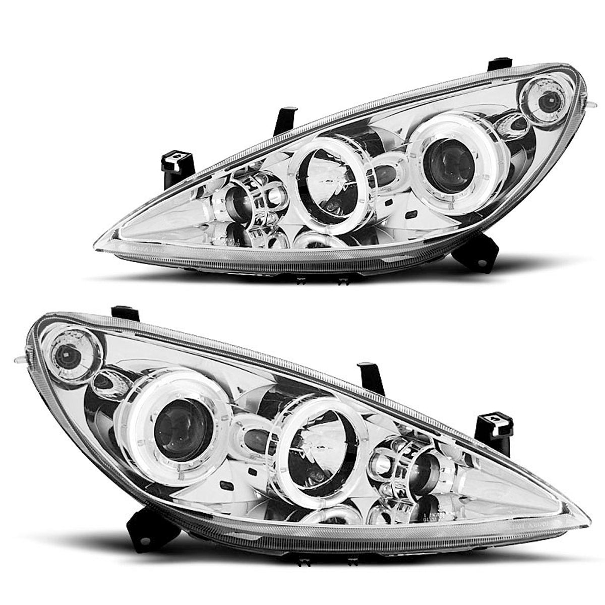 Scheinwerfer passend für Peugeot 307 04.01-06.05 Angel Eyes Chrom