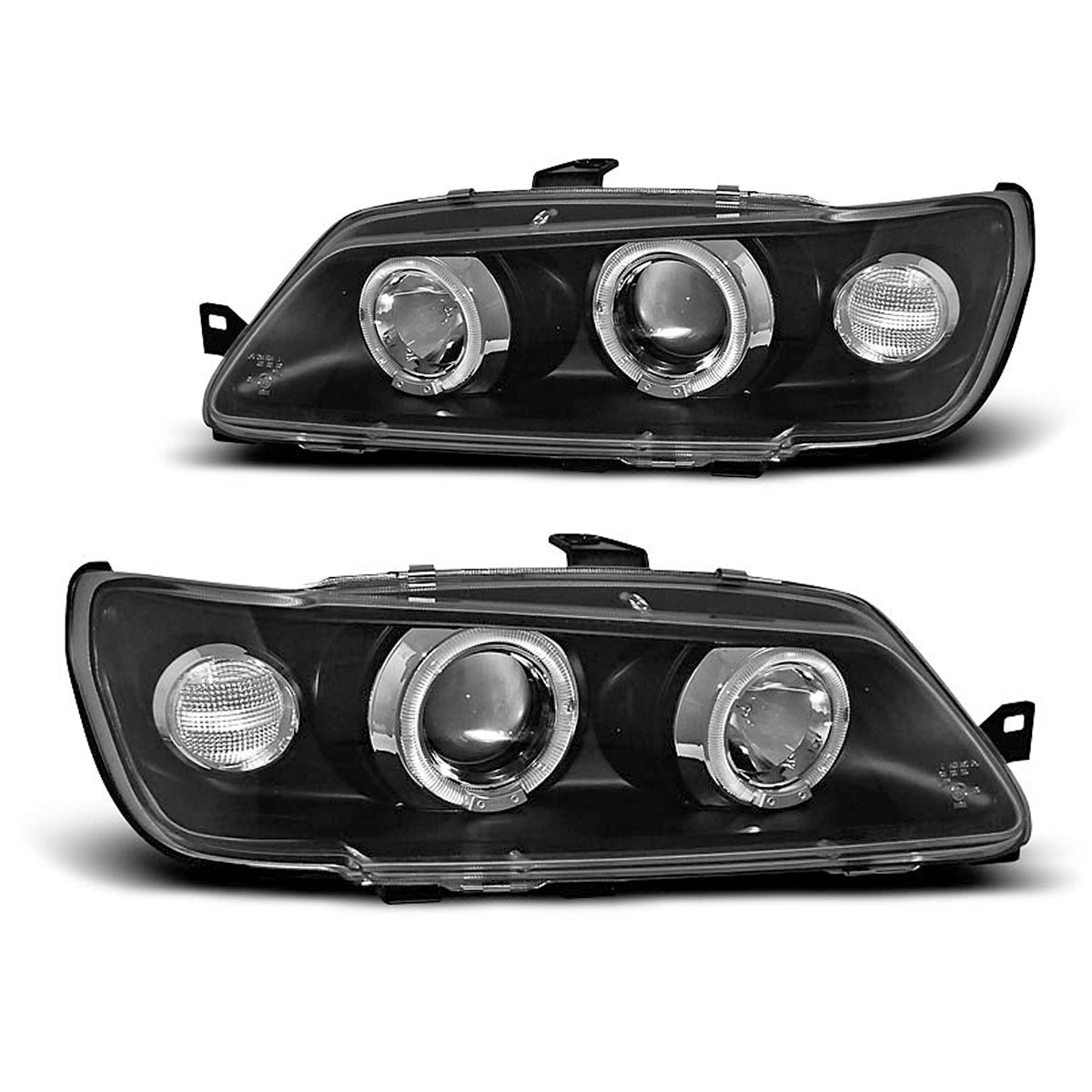 Scheinwerfer passend für Peugeot 306 02.93-04.97 Angel Eyes Schwarz