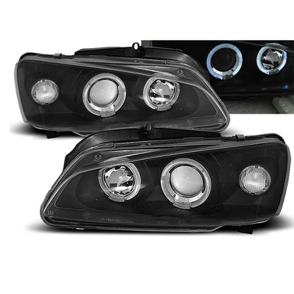 Scheinwerfer passend für Peugeot 106 08.96-03 Angel Eyes Schwarz