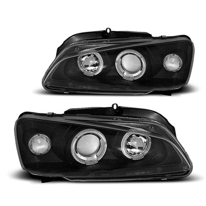 Scheinwerfer passend für Peugeot 106 08.96-03 Angel Eyes Schwarz