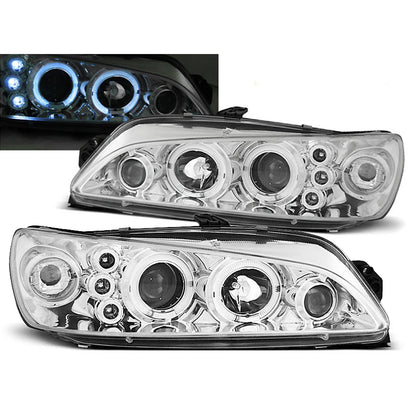 Scheinwerfer passend für Peugeot 306 05.97-03.01 Angel Eyes Chrom