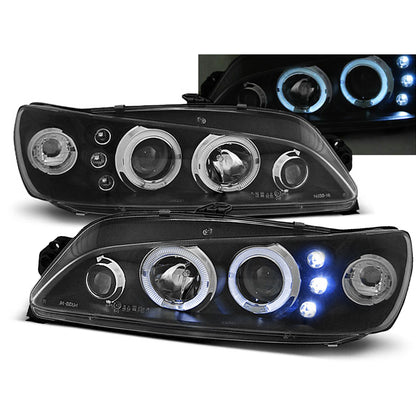 Scheinwerfer passend für Peugeot 306 05.97-03.01 Angel Eyes Schwarz
