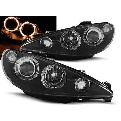 Scheinwerfer passend für Peugeot 206 02- Angel Eyes Schwarz