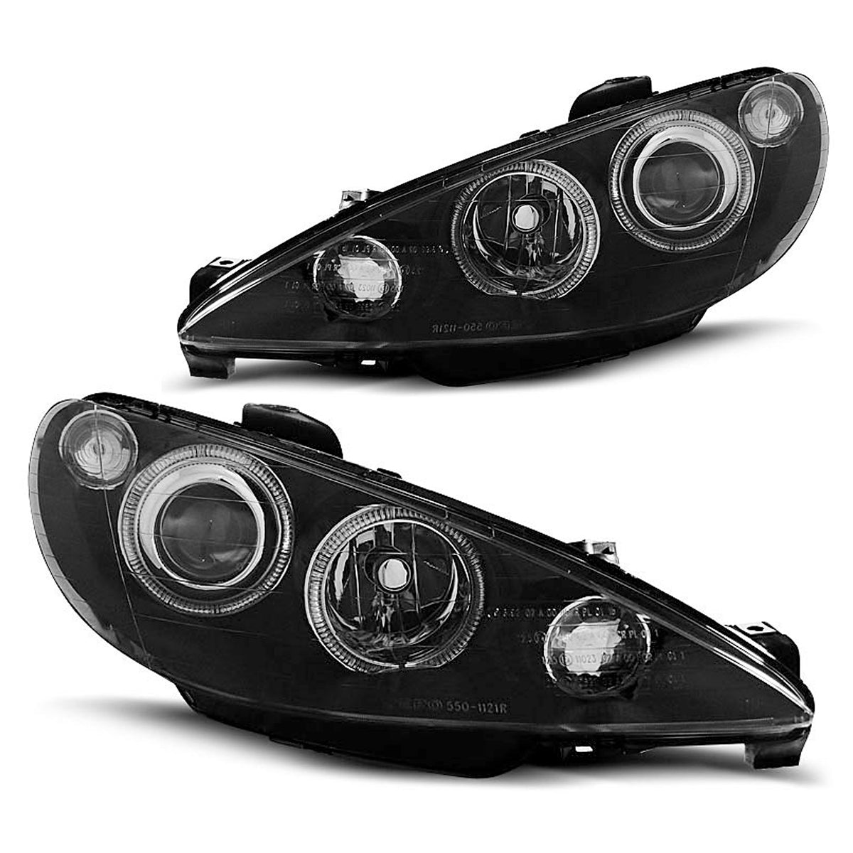 Scheinwerfer passend für Peugeot 206 02- Angel Eyes Schwarz