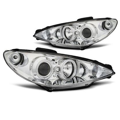 Scheinwerfer passend für Peugeot 206 02- Angel Eyes Chrom CCFL