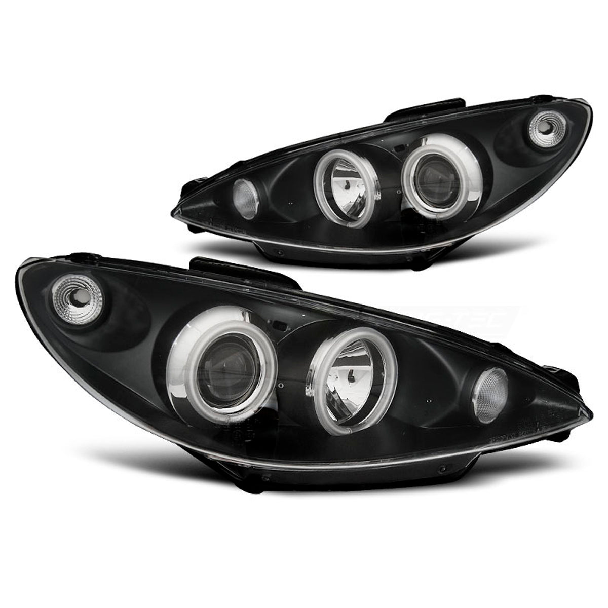 Scheinwerfer passend für Peugeot 206 02- Angel Eyes Schwarz CCFL