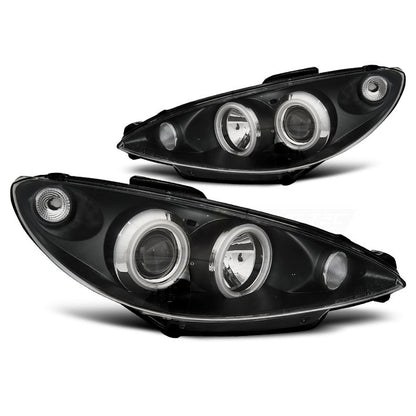 Scheinwerfer passend für Peugeot 206 02- Angel Eyes Schwarz CCFL