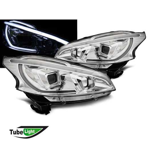 Scheinwerfer passend für Peugeot 208 4.12-06.15 Tube Light Chrom