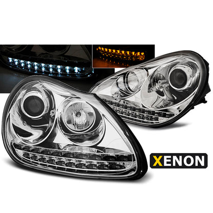 Xenon Scheinwerfer Tagfahrlicht Chrom passend für Porsche Cayenne 02-06
